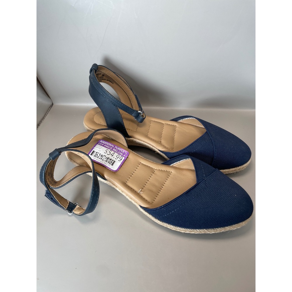 Katie & Kelly Nessa Navy Blue Espadrille Wedge Sandals Women's Size 8M - Picture 3 of 8
